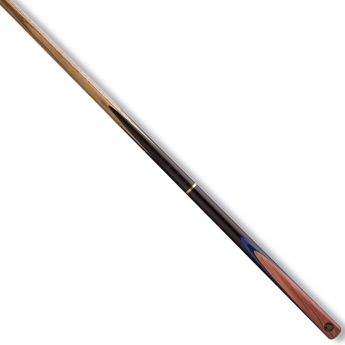 Cannon Sapphire 3/4 Jointed Snooker Cue. On angle view