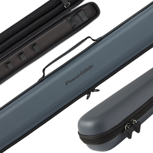 Svartur 2 piece cue case metalic grey various views