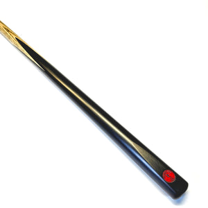 Premium Cues ICON No.010 - One Piece Snooker Cue with sleek black butt and natural ash shaft, ideal for professional snooker gameplay.