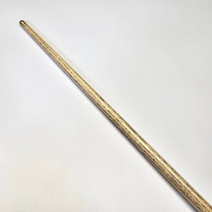 Angled view of Asia Cues Signature No.227 shaft showing detailed wood texture and craftsmanship for indoor billiards use.