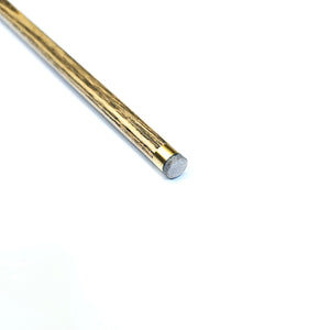 Close-up of the 9.4mm tip and brass ferrule on the Prestige Cues Green Plate 4 snooker cue, designed for precision shots.