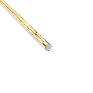 Tip end of Prestige Cues Green Plate snooker cue showing 9.6mm tip and brass ferrule for accurate cue ball control.