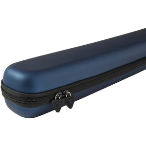 PowerGlide Svartur Metalic Blue Two Piece Cue Case with sleek metallic blue finish, durable zip closure, and compact design for cue protection.