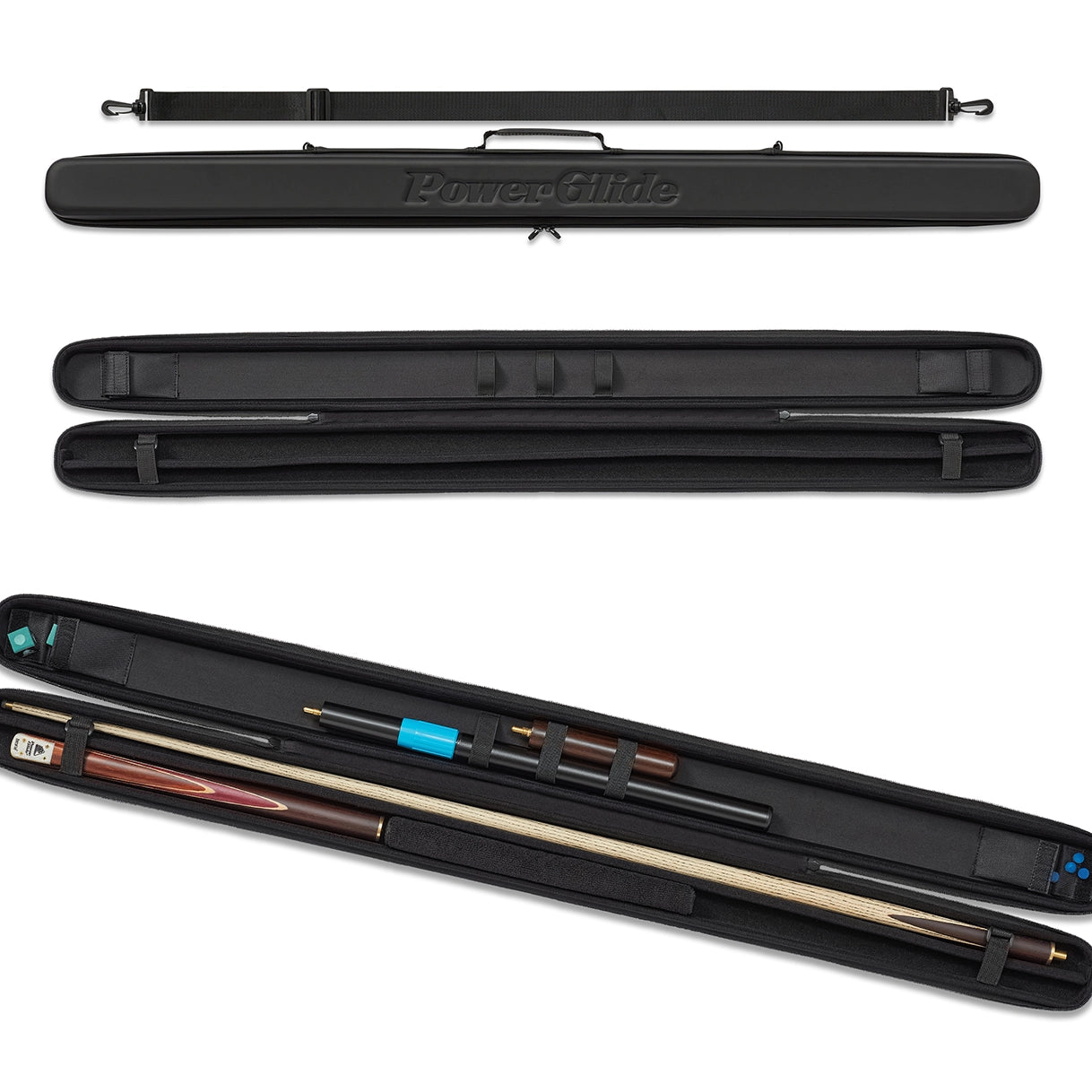 Powerglide Noir Deluxe Pool Cue Case – Snooker Billiard Carrying Case – Gift For Man Cave