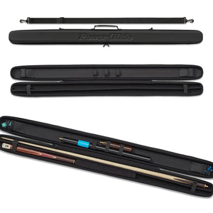PowerGlide 3/4 cue case in black, tough surface with full zip. Also comes with  hands free strap