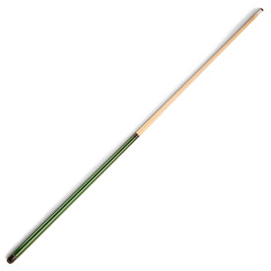 57-inch American Pool Cue featuring a green butt, 13mm white fibre ferrule, and stick-on leather tip for professional gameplay.