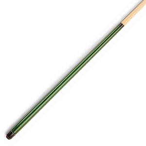 American Pool Cue with green butt section, 57-inch one-piece maple design, ideal for billiard halls and indoor games.