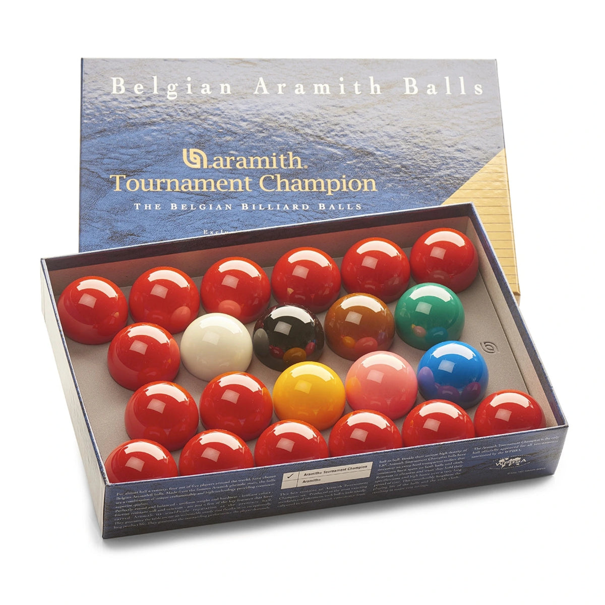 Aramith Tournament Champion Snooker Balls 3G - Open view