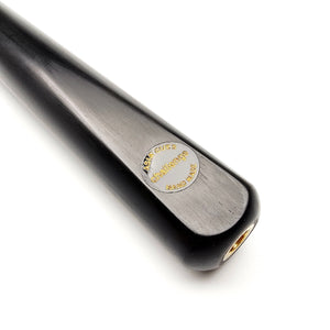 Asia Cues Challenge three quarter Jointed Snooker Cue 9.6mm Tip, 18.7oz, 59 inch, badge view