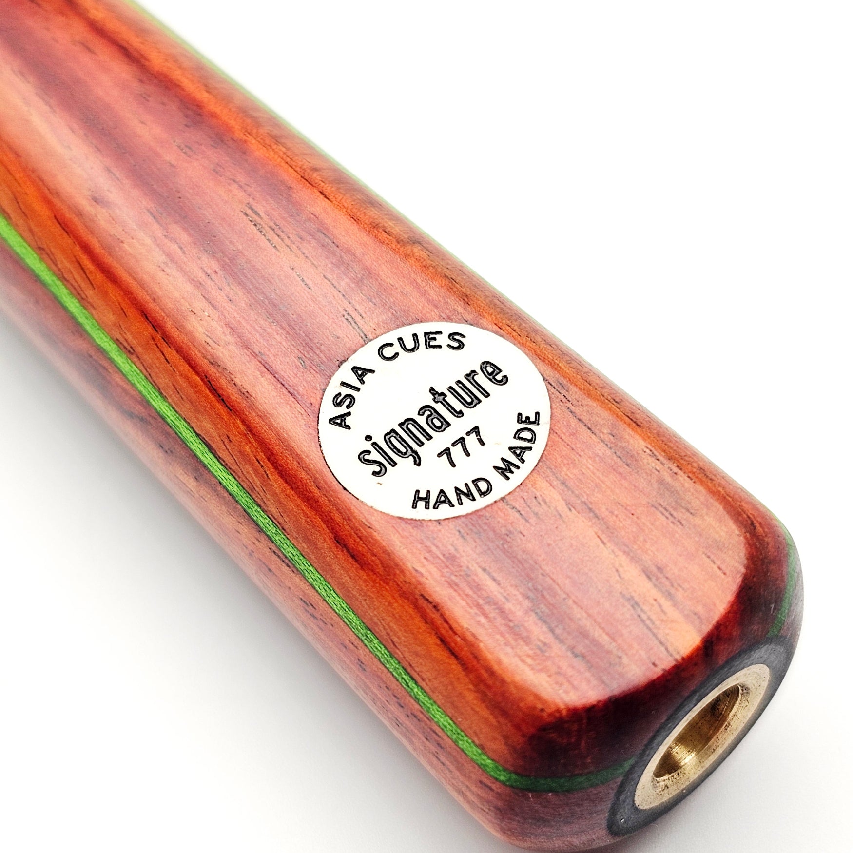 Asia Cues Signature handmade cue 777 badge view