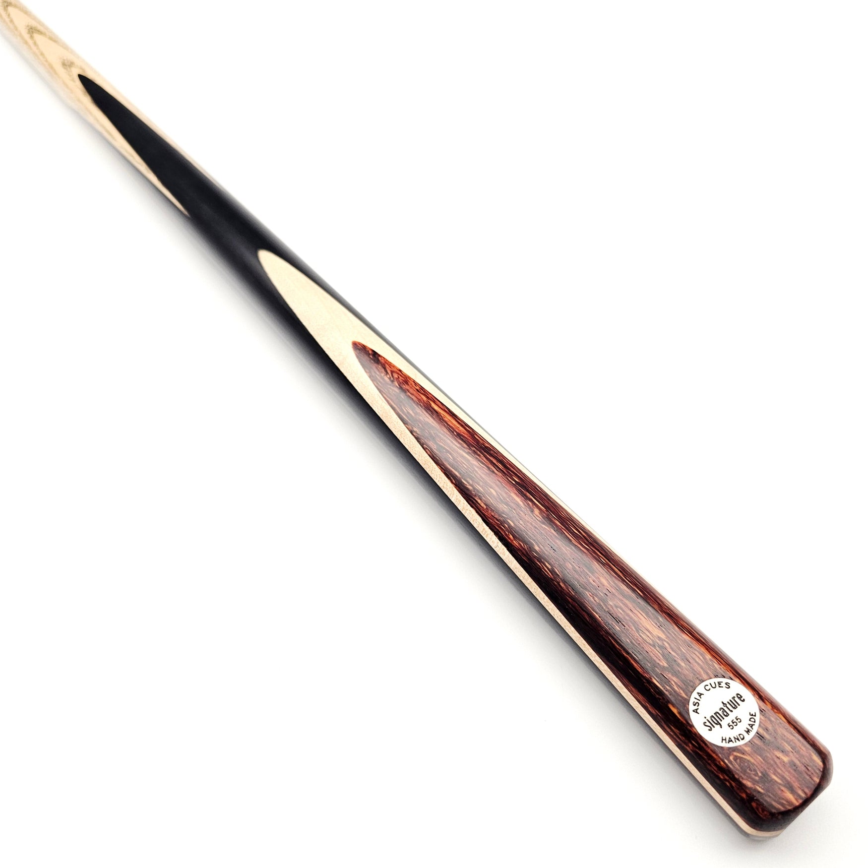 Asia Cues Signature handmade one piece cue 555 butt view