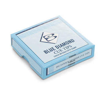 Brunswick Blue Diamond Leather Tips. Closed box view