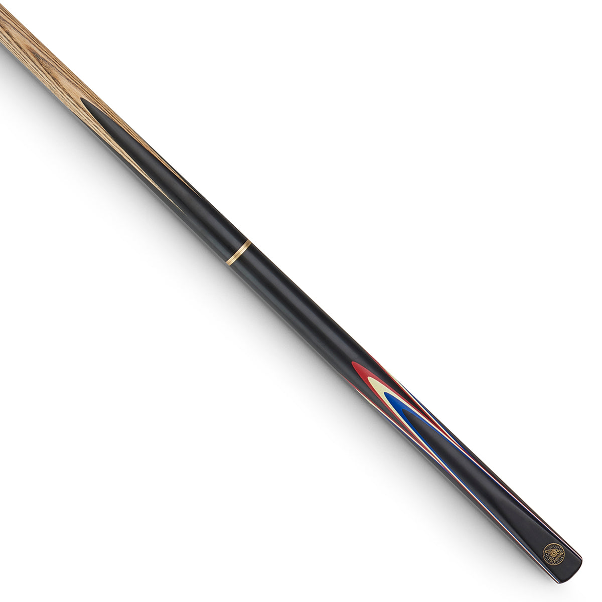 Cannon Sabre 3/4 Jointed Snooker Cue. On angle view
