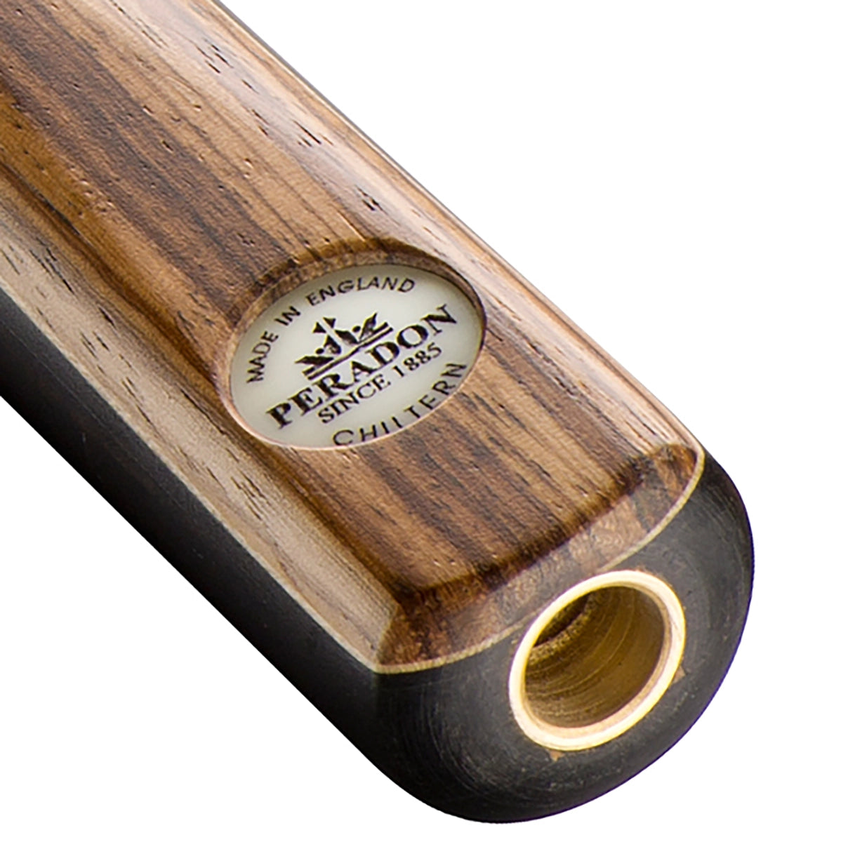 Peradon Chiltern 3/4 Jointed Snooker Cue. Badge view