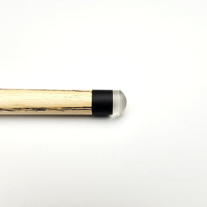 Close-up of Premium Cues BREAKER 8 Ball Pool Break Cue tip featuring a custom carbon break ferrule for maximum energy transfer.