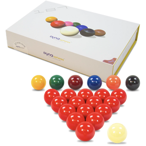 Dynaspheres Gold Snooker Ball Set_525  box and balls view
