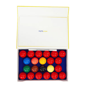 Dynaspheres Gold Snooker Ball Set_525 open lid view