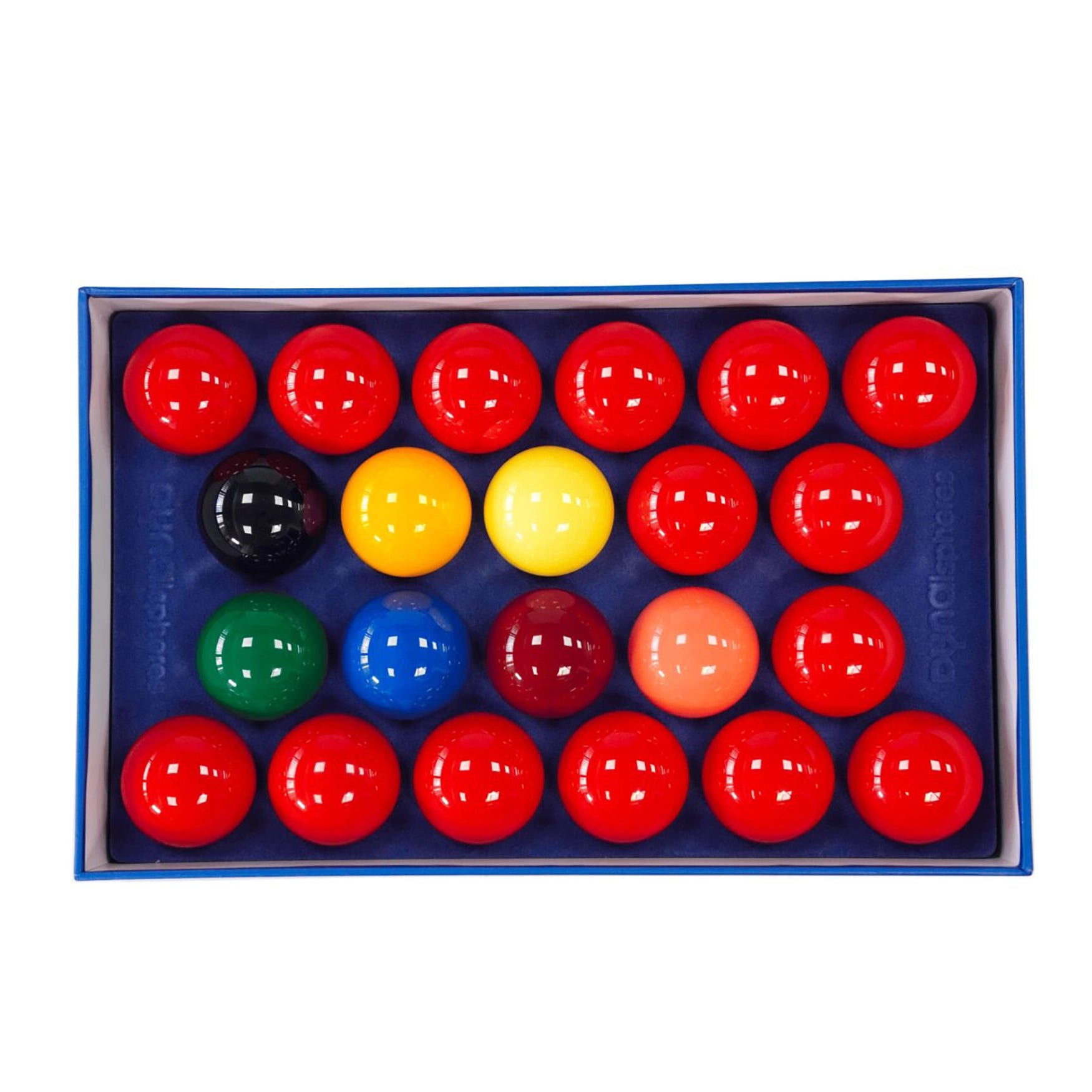 Dynaspheres Silver 524 Snooker Ball Set open in box view