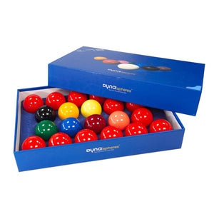 Dynaspheres Silver 524 Snooker Ball Set with lid half off