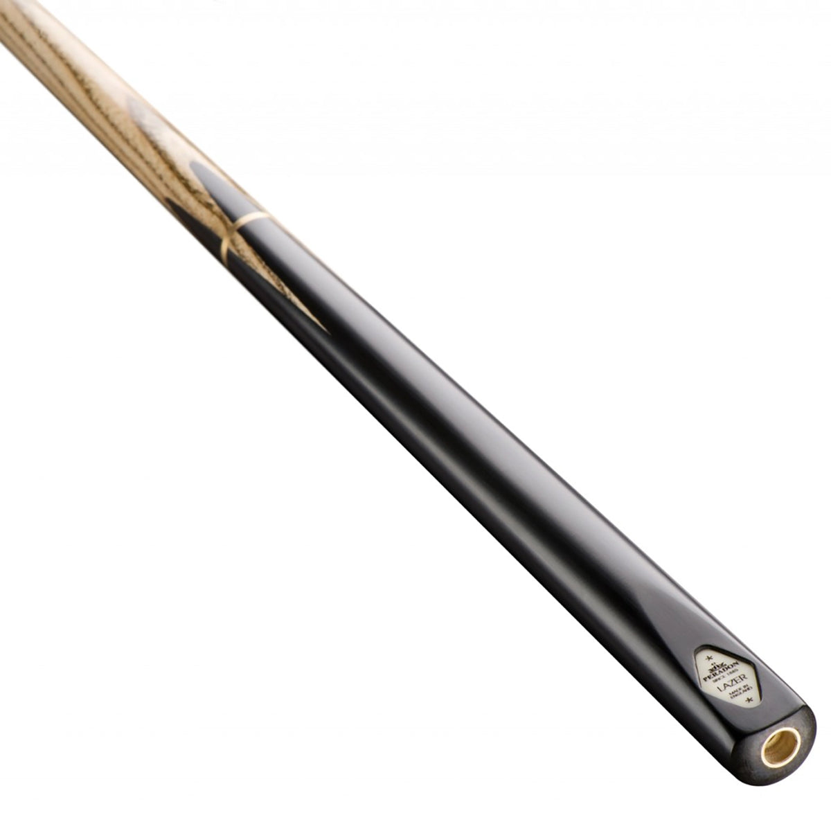 Peradon Lazer 3/4 Jointed Snooker Cue. On angle view