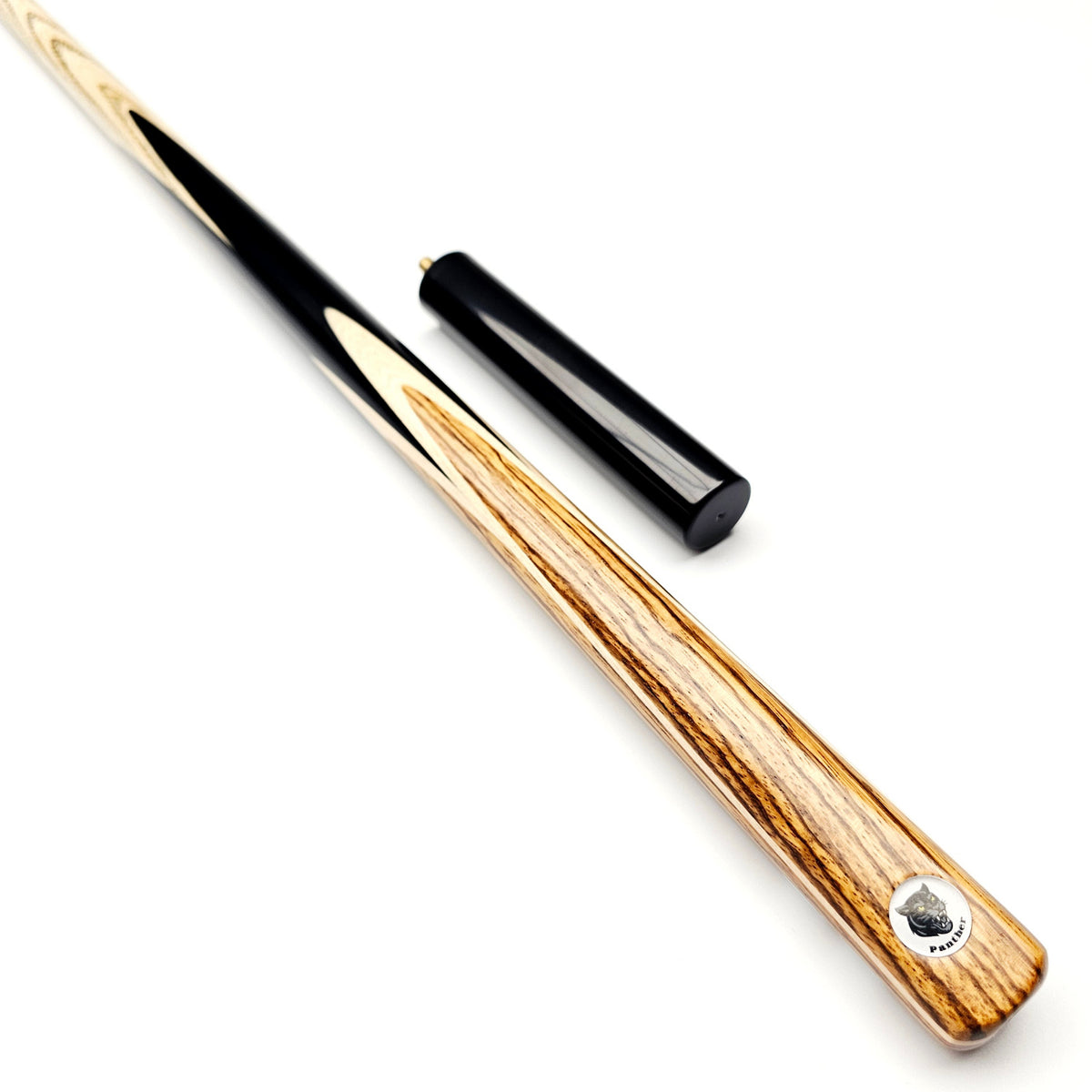 Panther Amber One Piece Snooker & Pool Cue + Mini Butt - On angle view.
