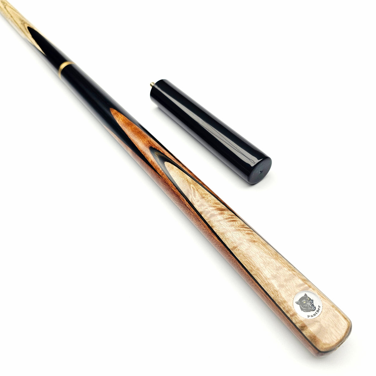Panther Venus 3/4 Jointed Pool Cue + Mini Butt - On angle view