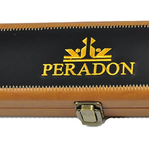 Peradon Black Brown Patchwork 3/4 Cue Case. End view