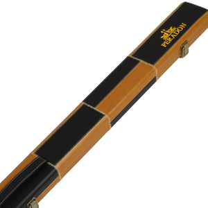 Peradon Black Brown Patchwork 3/4 Cue Case. On angle view