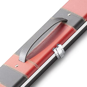 Peradon Black Red Patch Halo Plus 3/4 Jointed Cue Case. Close up view