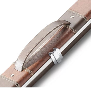 Peradon Brown Tan Patch Halo 3/4 Jointed Cue Case. Close up view