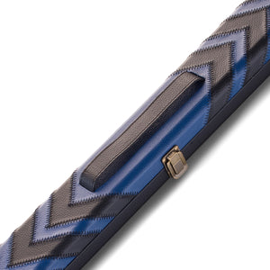 Peradon Clubman Black Blue Arrow Cue Case. Close up view