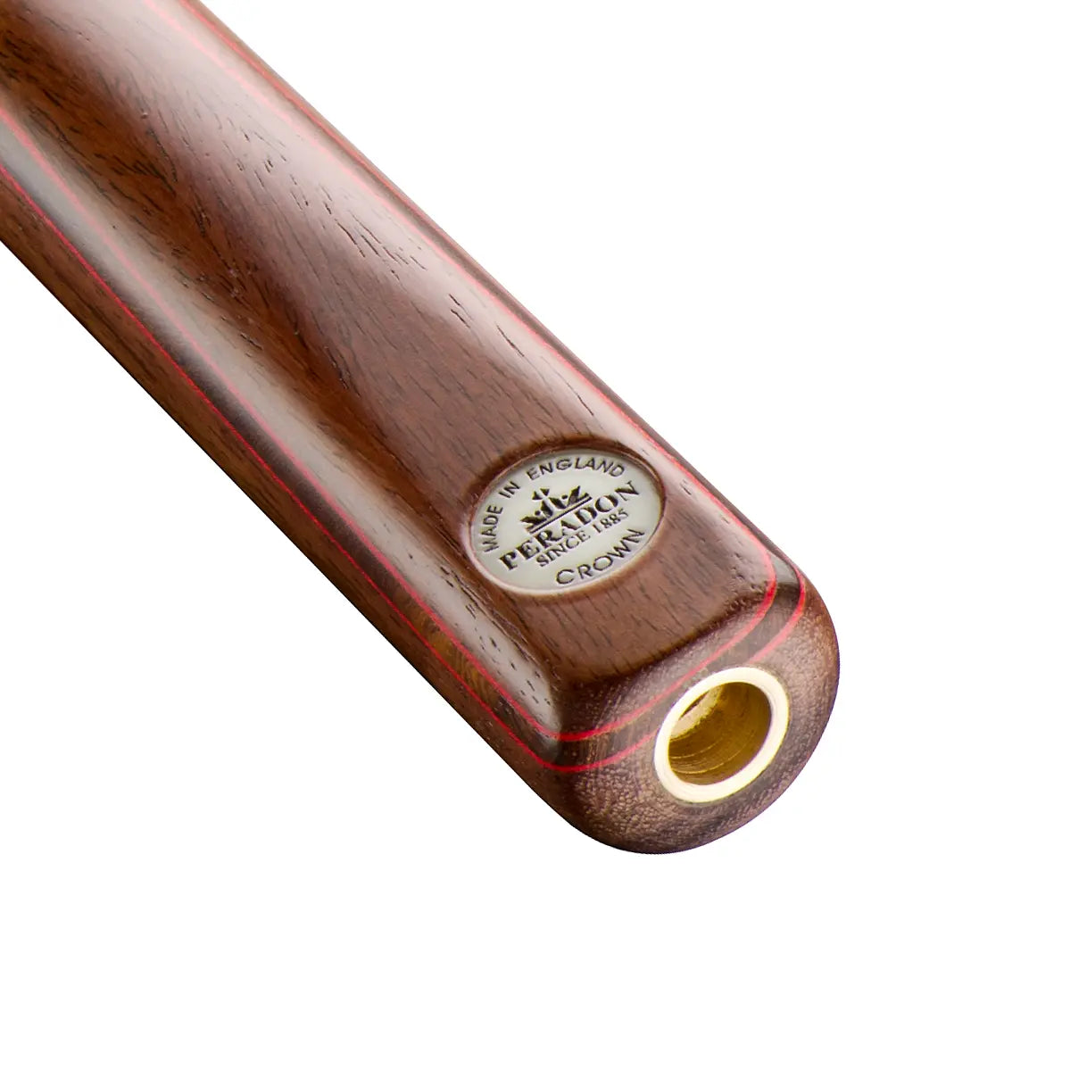 Peradon Crown Two Piece Snooker Cue. Badge view