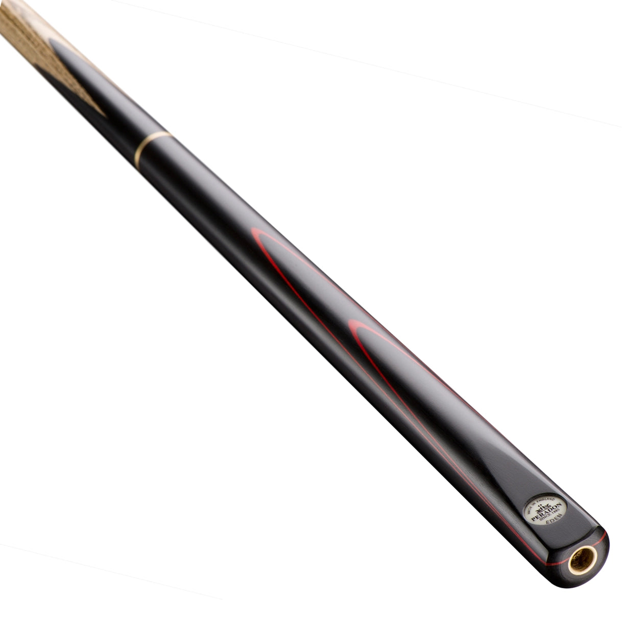 Peradon Eden 3/4 jointed Snooker cue. On angle view