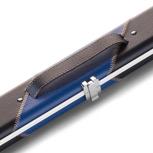 Peradon Black Blue Stripe Halo 3/4 Cue Case. Close up view
