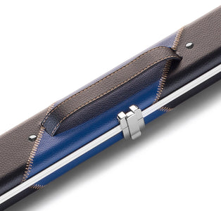 Peradon Black Blue Stripe Halo 3/4 Cue Case. Close up view