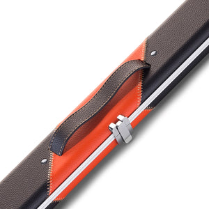 Peradon Halo Black Orange Stripe Case for 3/4 cues, Close up view