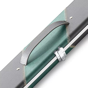 Peradon Black Green Stripe Halo Plus 3/4 Jointed Cue Case. Close up wiew