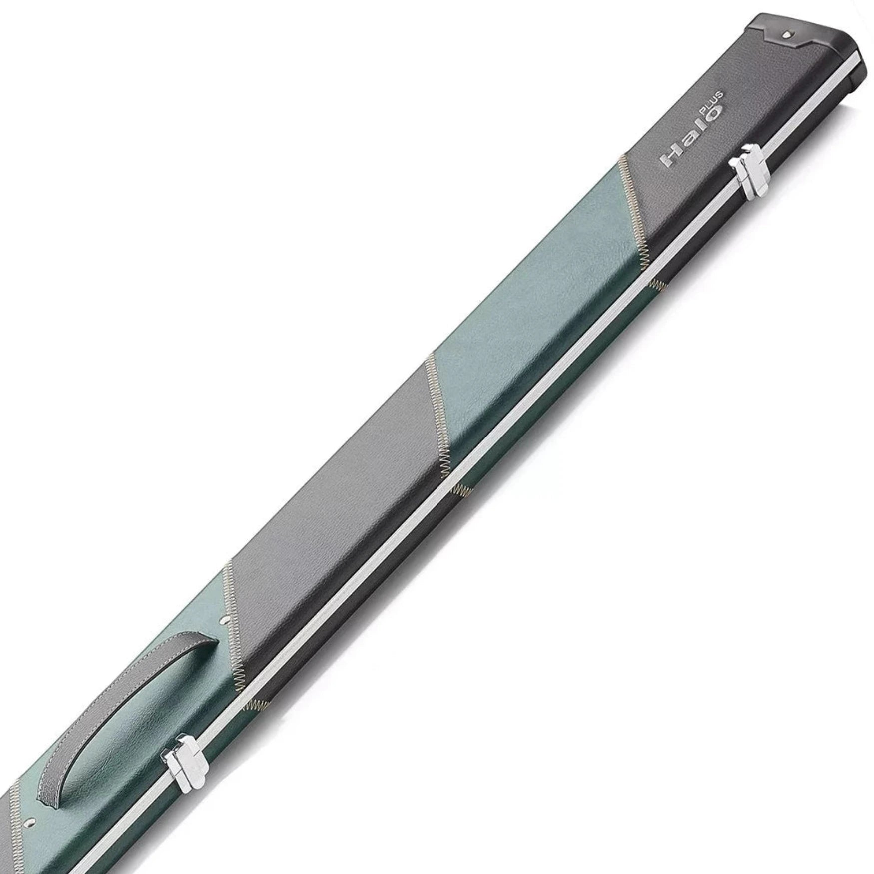 Peradon Black & Green Stripe Halo Plus One Piece Cue Case, Close up view