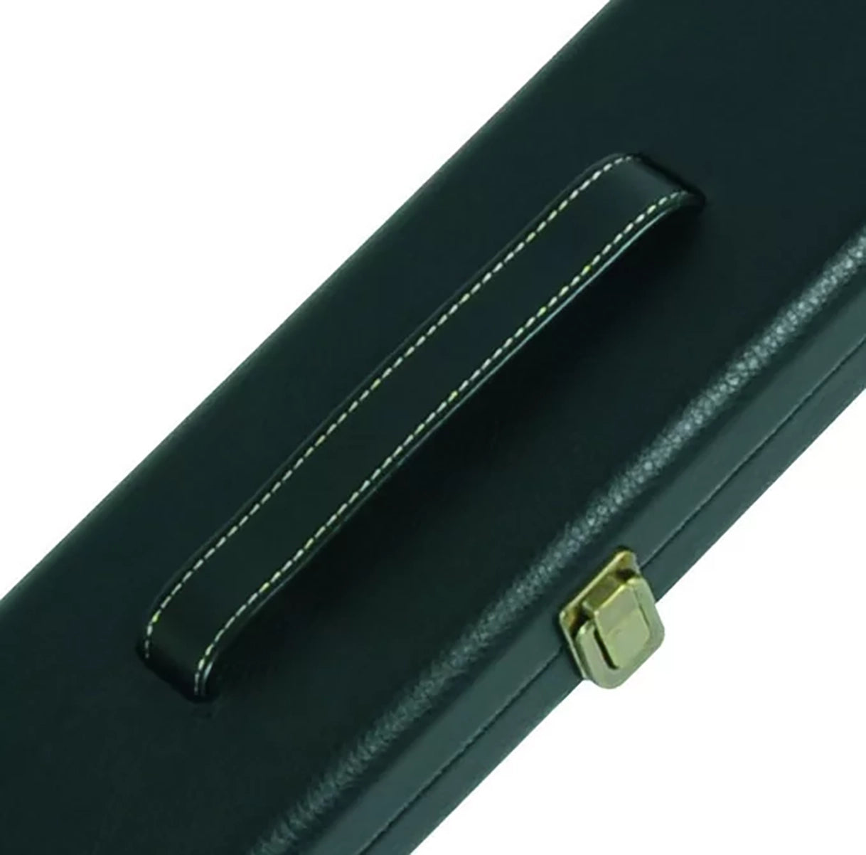 Peradon Black Leather Look 3/4 Jointed Cue Case. Close up view