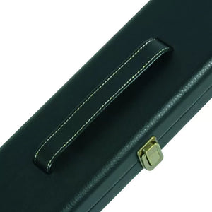 Peradon Black Leather Look 3/4 Jointed Cue Case. Close up view