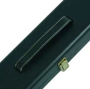 Peradon Black Leather Look 3/4 Jointed Cue Case. Close up view