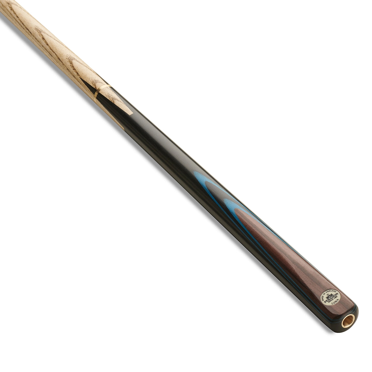 Peradon Luna 3/4 Jointed 8 Ball Pool Cue. On angle view