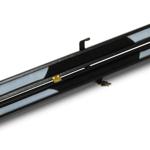 Peradon Thin Leather One Piece Cue Case Black. Open view