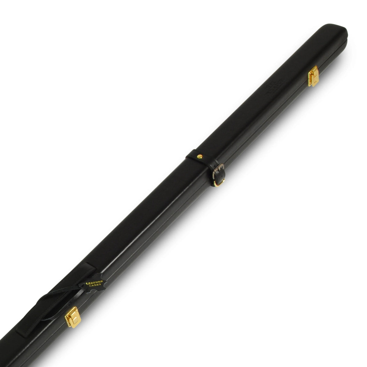 Peradon Thin Leather One Piece Cue Case Black. Full lengh view