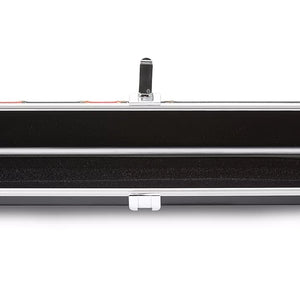 Peradon Black Red Patch Halo Thin One Piece Cue Case. Open end view.