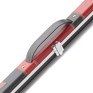 Peradon Black Red Patch Halo Thin One Piece Cue Case. Close up view