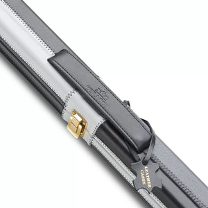 Peradon Thin Leather One Piece Cue Case Black & Grey Block. Mid view