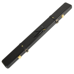 Peradon Black Leather Two Piece Cue Case. Full lengh viev