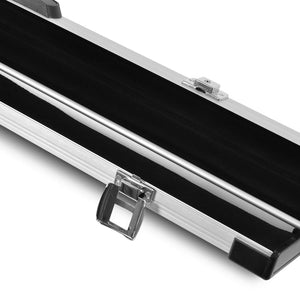 Peradon Silver Aluminium Two Piece Cue Case. Full lengh view. Open end view