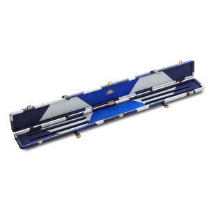 Peradon Blue Camoflage leather three quarter jointed snooker cue case Open